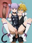 1boy 1girl ai_generated blonde_hair couple crossover green_eyes meliodas nanatsu_no_taizai penis penis_in_pussy purple_hair sex sophie_(tales) tales_of_(series) tales_of_graces vaginal vaginal_penetration vaginal_sex