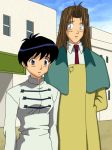 2_girls ajd262 black_hair brown_hair long_hair meryl_stryfe milly_thompson multiple_girls short_hair tagme trigun