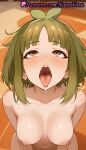 1girl 1girl 1girls 2025 ahegao ai ai_generated anime anime_style antenna_hair bangs bashame_meme big_breasts big_breasts blush breasts brown_eyes bust collarbone completely_nude drooling female_focus female_only from_above green_hair hentai high_quality high_res high_res high_resolution looking_up medium_breasts my_deer_friend_nokotan natsuyoru navel nipples nipples_outside nude nude_female open_mouth oral_invitation orange_eyes patreon saliva saliva_drip shikanoko_nokonoko_koshitantan short_hair solo_female stable_diffusion teeth tongue tongue_out uncensored_nipples upper_teeth_only uvula voluptuous voluptuous_female