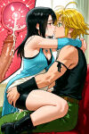 1boy 1girl ai_generated black_hair blonde_hair couple cowgirl_position crossover cum cum_in_pussy final_fantasy_viii impregnation meliodas nanatsu_no_taizai penis penis_in_pussy rinoa_heartilly