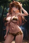 1girl 1girl 1girl ai-created ai_generated animal_print armpits asuka_langley asuka_langley_souryuu bangs bare_arms bare_shoulders big_breasts bikini bikini_shorts blue_eyes blurry blurry_background blush breasts brown_hair cameltoe clavicle cleavage closed_mouth clothing cowboy_shot day female_only hair_between_eyes hair_ornament headgear interface_headset jungle jungle_girl leopard_print linea_alba long_hair looking_at_viewer navel neon_genesis_evangelion orange_hair outside palm_tree pixiv rena_aikawa_(pixiv_user) shiny short_shorts shorts sky smile solo_female stable_diffusion standing stomach string_bikini sweat swimsuit thighs tied_hair tree under_boob very_long_hair water