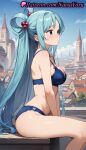 1girl 1girl 1girls 2025 ai ai_generated anime anime_style aqua_(konosuba) aqua_hair asian bangs bare_arms bare_legs bare_shoulders between_legs big_breasts big_breasts blue_bra blue_eyes blue_hair blue_panties blue_sky blush bow bra breasts building bust castle city cleavage closed_mouth cloud day feet_out_of_frame female_focus female_only from_side hair_beads hair_bobbles hair_ornament hair_rings hand_between_legs hentai high_quality high_res high_res high_resolution juicy_butt kono_subarashii_sekai_ni_shukufuku_wo! lace-trimmed_bra legs lingerie long_hair looking_ahead looking_away medium_breasts natsuyoru outside panties panties patreon single_hair_ring sitting skindentation sky solo_female stable_diffusion thighs town underwear underwear_only very_long_hair voluptuous voluptuous_female