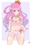 1girl bikini crown cute high_resolution himemori_luna hololive long_hair on_knees purple_hair sexy two_tone_hair very_high_resolution virtual_youtuber