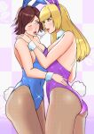  2girls alluring animal_ears ass bunny_ears bunny_girl bunny_tail bunnysuit emilie_de_rochefort female_only frenemies kazama_asuka kissing lili_rochefort namco saliva saliva_trail sunbeam_(artist) tail tekken voluptuous yuri 