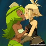  2girls amalia_sheran_sharm big_breasts cra evangelyne female female_only groping kissing medium_breasts non-nude sadida wakfu yuri 