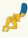 anus ass blue_hair breasts erect_nipples marge_simpson nude pearls shaved_pussy the_simpsons thighs yellow_skin