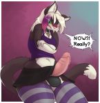  1girl anthro barbed_penis clothed clothing collar crossed_arms dickgirl draekos english_text erection feline furry intersex mammal original original_character penis standing testicles text thick_thighs underwear unwanted_erection wide_hips 