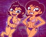  2_girls 4th_of_july american_flag_bikini aqua_eyes bikini black_hair breasts brown_hair disney feet helen_parr hotel_transylvania lipstick mavis_dracula multiple_girls rayryan_(artist) red_lipstick short_hair side-tie_bikini smile superheroine the_incredibles vampire 