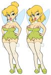 alternate_hairstyle areolae big_breasts breasts bunnox cleavage disney disney_fairies fairy fairy_wings female high_heels nipples no_panties peter_pan pussy solo tinker_bell wings