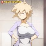  1girl animated big_nipples blonde_hair bouncing_breasts breast_reveal breasts_outside breasts_together brown_eyes gif huge_breasts milf mitsuki_bakugo my_hero_academia short_hair smug tagme twistedgrim 