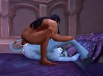 1boy 1girl bakaras cum cum_inside draenei human interracial mating_press warcraft world_of_warcraft