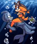  1boy 1girl amuzoreh clothed_female_nude_male clothed_sex cum female male ocean razor_the_shark sega shark sonic_(series) sonic_boom sonic_the_hedgehog_(series) sticks_the_jungle_badger underwater underwater_sex 