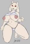 1girl 1girl 2018 anthro arashidrgn big_breasts boss_monster breasts caprine fur furry goat horn long_ears mammal nipples toriel undertale video_games white_fur