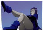 1girl dc_comics female_only female_solo forehead_jewel high_resolution purple_hair raven_(dc) ravenravenraven short_hair superheroine teen_titans thick_thighs thighs