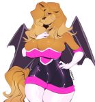  1girl 2018 anthro big_breasts breasts canine cherrikissu clothing cosplay digital_media_(artwork) dogmom_(cherrikissu) furry mabel_(cherrikissu) mammal original rouge_the_bat sega simple_background thick_thighs white_background 