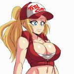  big_breasts fatal_fury genderswap gif lewdamondo shirt_pull snk_heroines:_tag_team_frenzy terry_bogard 