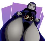 1girl dc_comics female_only female_solo forehead_jewel high_resolution purple_hair raven_(dc) ravenravenraven short_hair superheroine teen_titans thick_thighs thighs