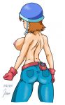 jeans moaja orange_hair sideboob sora_takenouchi topless