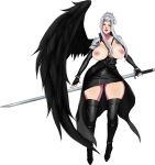 areolae big_breasts breasts eric_martin eric_martin_(artist) female final_fantasy final_fantasy_vii genderswap masamune mugenillustrations mugenillustrations_(artist) nipples sephiroth sephiroth_(female) solo sword weapon wings