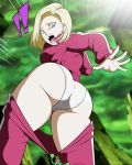 android android_18 ass big_ass big_breasts breasts damon dat_ass dragon_ball dragon_ball_super female grimphantom looking_back looking_down male milf tournament_of_power