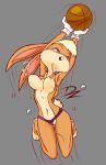 basketball big_breasts breast_milk dzyer furry jumping lactating lactation lola_bunny long_ears looney_tunes pussy_juice pussy_peek rabbit space_jam sweat tank_top