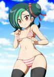  1girl bikini breasts brown_eyes cute green_hair hot mizuki_kotori_(yuu-gi-ou_zexal) sexy smile yu-gi-oh!_zexal 