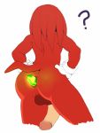 1boy ? anal anal_sex anthro anus ass backsack clothing digital_media_(artwork) dipstick_tail echidna emerald_(gem) fur gem gloves highres improvised_dildo improvised_sex_toy knuckles_the_echidna large_ass looking_away male mammal monotreme multicolored_tail oblivious penetration penis penis_backwards perineum red_fur sega simple_background squish_(artist) testicles unaware video_games white_background yaoi