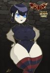  abs beige_skin big_breasts black_hair blue_eyes breasts brendancorris female hotel_transylvania huge_ass mavis_dracula milf solo tease thick_thighs vampire wide_hips 