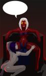  1futa 1girl 1girl1futa breasts dc_comics forehead_jewel futanari futanari_with_female grey_skin medium_breasts morganagod purple_eyes purple_hair raven_(dc) red_skin superheroine supervillain teen_titans trigon white_hair yellow_eyes 