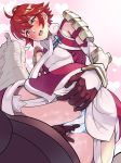 1girl 1girl animal armor ass blush boris_(noborhys) clothes equine fingering fire_emblem fire_emblem_fates fire_emblem_heroes gloves heart-shaped_pupils heart_eyes hinoka_(fire_emblem) horse human mammal masturbation nintendo open_mouth pussy_juice red_hair skirt skirt_lift solo_female sweat sweatdrop yellow_eyes