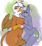 <3 2018 2girls anthro anthro_on_anthro anthrofied areola arnachy avian beak big_breasts blush breast_size_difference breast_squish breasts breasts_frottage brown_eyes brown_feathers cutie_mark duo earth_pony equine eyebrows eyelashes feathered_wings feathers female/female friendship_is_magic frown fur furry gilda green_eyes grey_hair gryphon hair high_res horse interspecies limestone_pie looking_at_viewer mammal my_little_pony navel nipples nude one_eye_closed pony portrait short_hair simple_background standing sweat talons thick_thighs three-quarter_portrait watermark wings