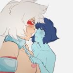 2_girls 2_girls blue_hair blue_skin cartoon_network gem gem_(species) gems jasper jasper_(steven_universe) lapis_lazuli lapis_lazuli_(steven_universe) orange_skin steven_universe