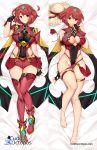 1girl alluring armor big_breasts breasts cleavage dakimakura finger_to_mouth fingerless_gloves forehead_jewel gloves hand_in_hair hat hot_pants hotpants legs nintendo pyra red_eyes red_hair short_hair thigh_high_boots thighs undressing xenoblade xenoblade_(series) xenoblade_chronicles_2