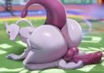 angry anus big_ass big_penis big_testicles male_only mewtwo nude outside pokemon