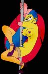  blue_hair blue_pubic_hair disnae garter_straps marge_simpson tagme the_simpsons yellow_skin 