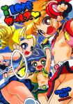  3girls black_hair blonde_hair blossom_(ppgz) blue_eyes bob_cut bubbles_(ppgz) buttercup_(ppgz) comic gambler_club green_eyes kaoru_matsubara magical_girl miyako_gotokuji momoko_akazutsumi multiple_girls powerpuff_girls_z red_eyes red_hair tied_hair twintails 