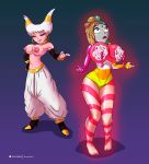 2_girls alien breast breasts candy commission dc_comics digital_media_(artwork) dragon_ball expansion grey_skin human humanoid jinx lactation majin patreon photoshop pink_hair purple_hair raven_(dc) shadow2007x teen_titans transformation