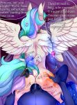  2018 2girls absurd_res anal anthro body_writing cutie_mark dialogue dock duo english_text equine feathered_wings feathers friendship_is_magic furry futanari futanari_on_female hair high_res horse incest kuroran long_hair mammal multicolored_hair my_little_pony pony princess princess_celestia princess_luna royalty sex sibling sisters text wings 