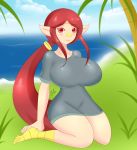 big_breasts breasts female medli nintendo rito sblueicecream smile solo the_legend_of_zelda the_wind_waker