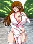  1girl 1girl big_breasts breasts brown_eyes brown_hair cleavage dead_or_alive erect_nipples huge_breasts kasumi_(doa) kunoichi long_hair no_bra no_panties revealing_clothes tagme water_beryl 