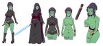 1girl alien breasts character_sheet dave_cheung dave_cheung_(artist) female female_alien female_only green_skin lightsaber mirialan solo_female star_wars yara_larso