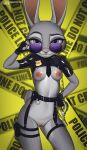 1girl 2021 absurd_res anthro badge breasts clothing disney eyewear fingerless_gloves furry genitals gloves handcuffs handwear high_res judy_hopps lagomorph leporid looking_at_viewer mammal nipples pussy rabbit riska_(artist) shackles sunglasses zootopia