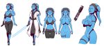 1girl alenya_hirani alien blue_skin breasts character_sheet dave_cheung dave_cheung_(artist) female female_alien female_only lightsaber star_wars twi'lek