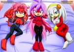 3_girls archie_comics bbmbbf blush breast feet full_body jul-da lien-da mobius_unleashed multiple_girls nipples palcomix pietro's_secret_club sega smile sonic_(series) sonic_the_hedgehog_(series) zeta_the_echidna