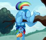 1girl anthro anthrofied ass big_ass blue_feathers breasts equine feathered_wings feathers friendship_is_magic furry mammal my_little_pony pegasus rainbow_dash solo somescrub underboob wings