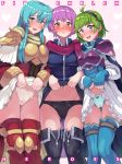  1girl 3_girls blush boris_(noborhys) cameltoe eirika female_only fire_emblem katarina_(fire_emblem) looking_at_viewer multiple_girls nino_(fire_emblem) panties skirt skirt_lift stockings upskirt 