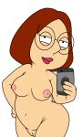 1girl 2018 ass breasts brown_hair family_guy female glasses hair hand_on_hip human human_only iphone meg_griffin nipples nude selfpic shaved_pussy vagina