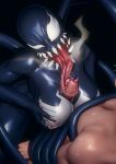  1boy 1girl breasts crossgender fellatio highres human human_on_humanoid humanoid john_doe long_tongue male male/female mammal marvel marvel_comics monstrous_humanoid nightmare_fuel not_furry oral paizuri sex sharp_teeth she-venom spider-man_(series) symbiote teeth tongue tongue_out tonguejob venom 