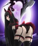  ass axe big_ass big_breasts black_hair breasts dat_ass female gate_-_jieitai_ka_no_chi_nite_kaku_tatakaeri looking_at_viewer looking_back red_eyes rory_mercury solo waifuholic weapon 