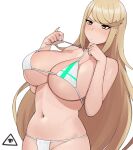 1girl alluring big_breasts bikini blonde_hair donburikazoku female gold_eyes mythra nintendo nipples super_smash_bros. tagme xenoblade_(series) xenoblade_chronicles_2